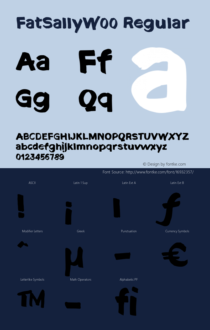 FatSallyW00 Regular Version 1.00 Font Sample