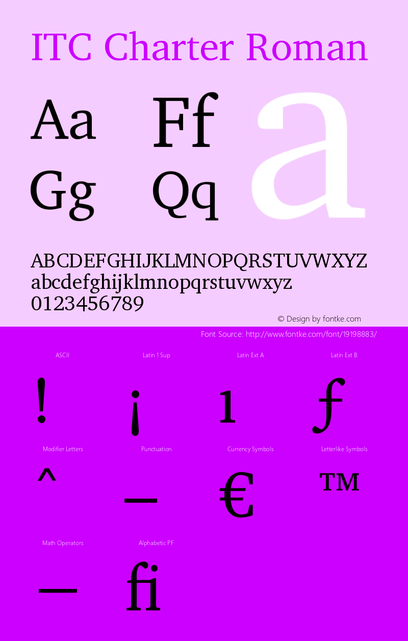 ITC Charter Version 003.001 Font Sample