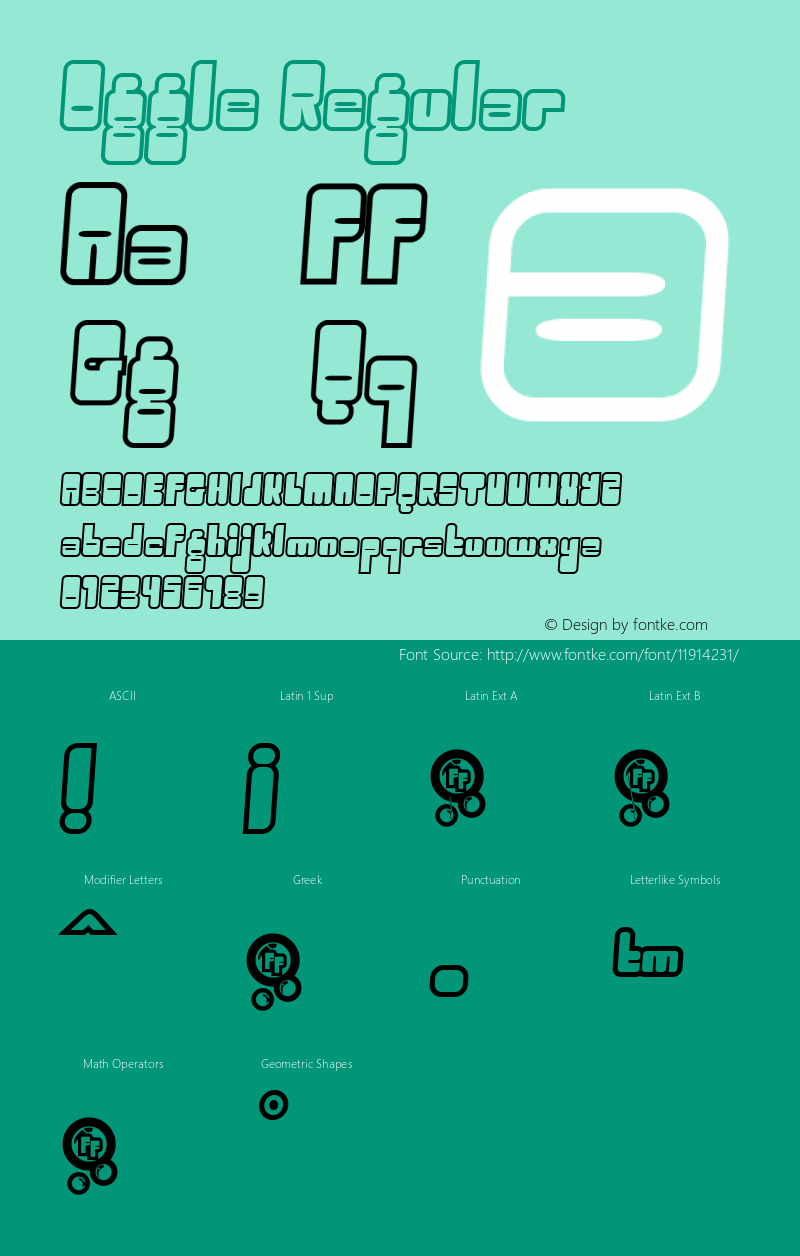 Oggle Regular Macromedia Fontographer 4.1.2 5/10/99 Font Sample