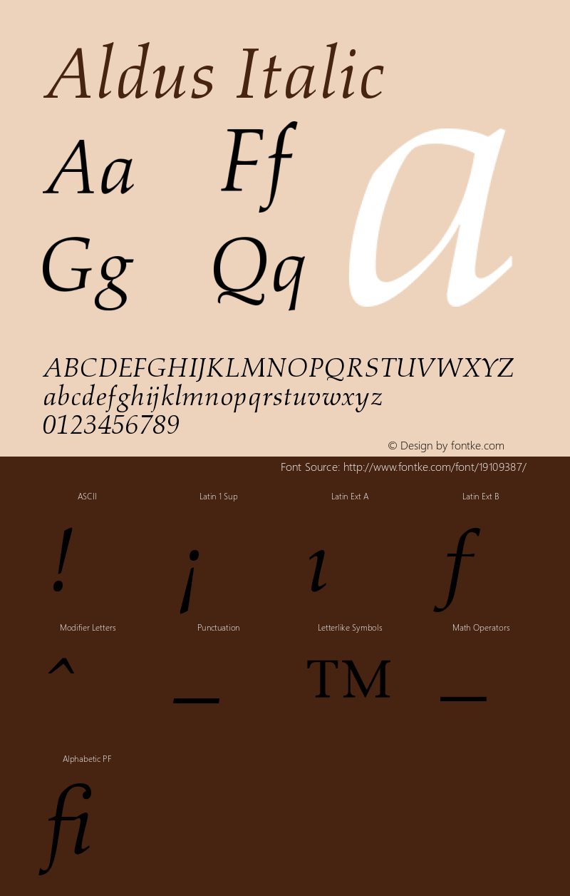 Aldus Italic Version 001.000 Font Sample