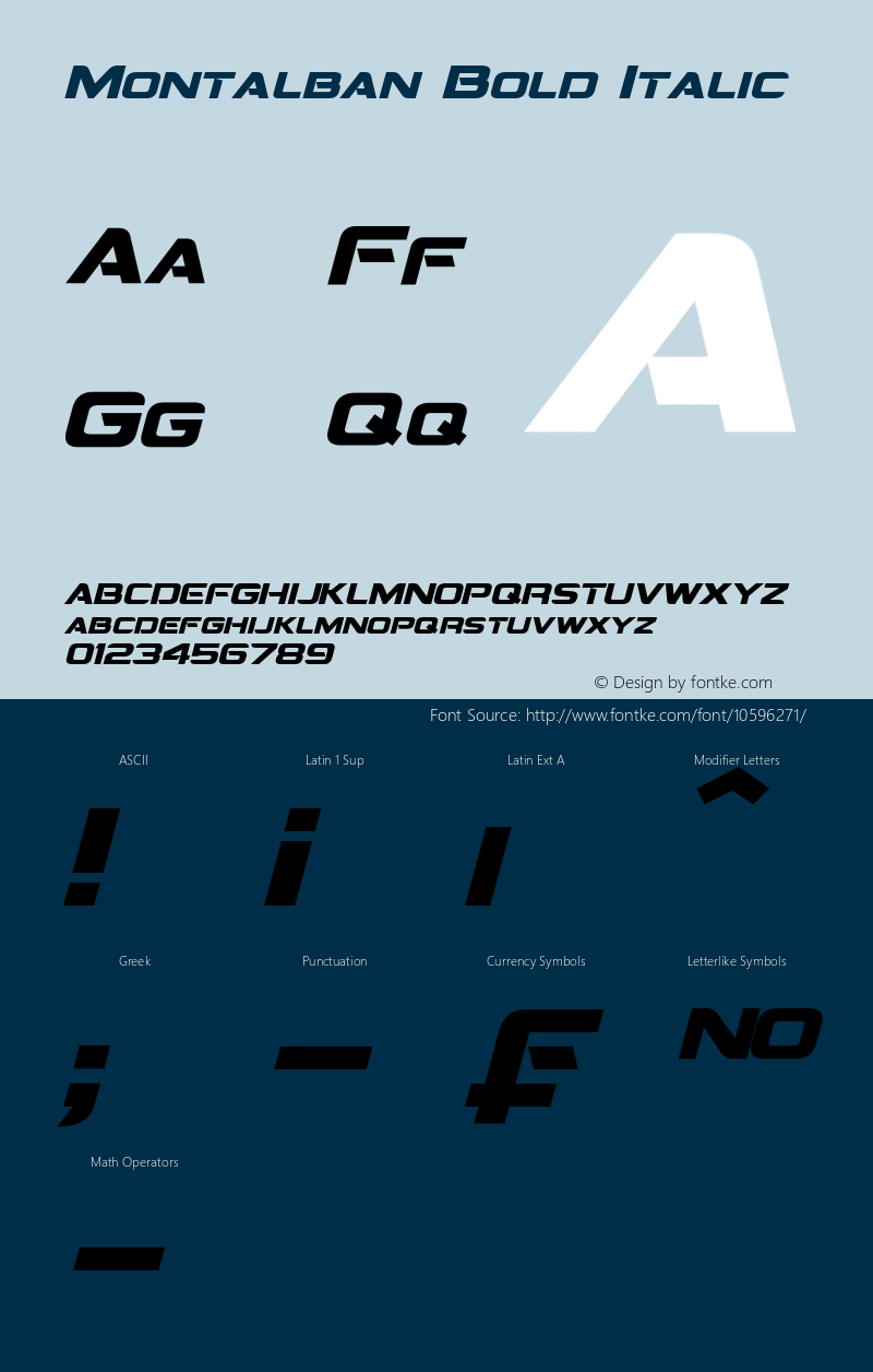 Montalban Bold Italic Version 1.10 September 23, 2014 Font Sample