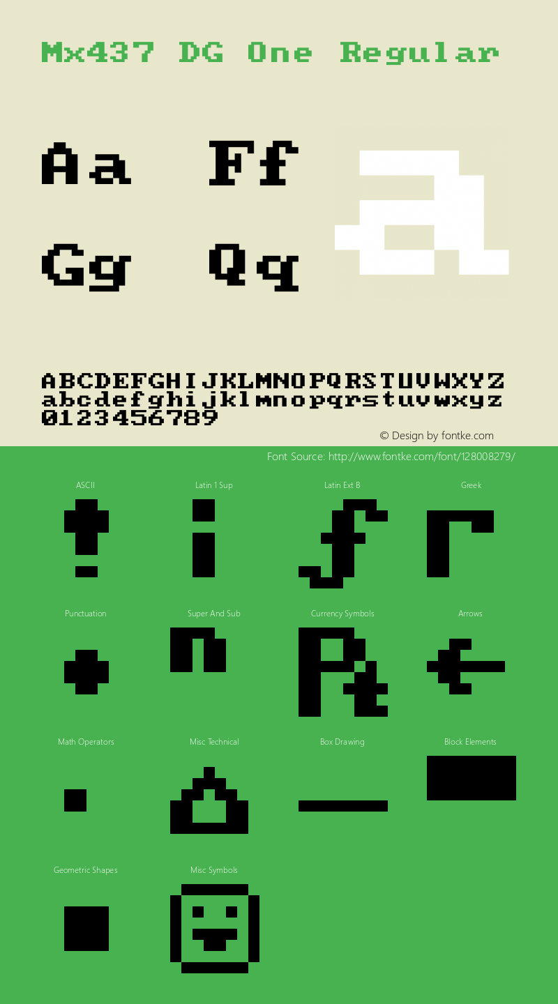 Mx437 DG One Regular v2.2-2020-11 Font Sample