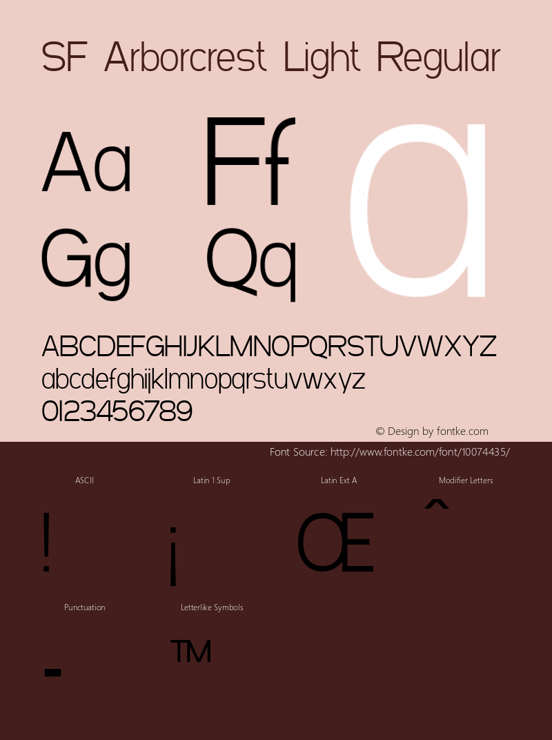 SF Arborcrest Light Regular v1.0 - Freeware Font Sample