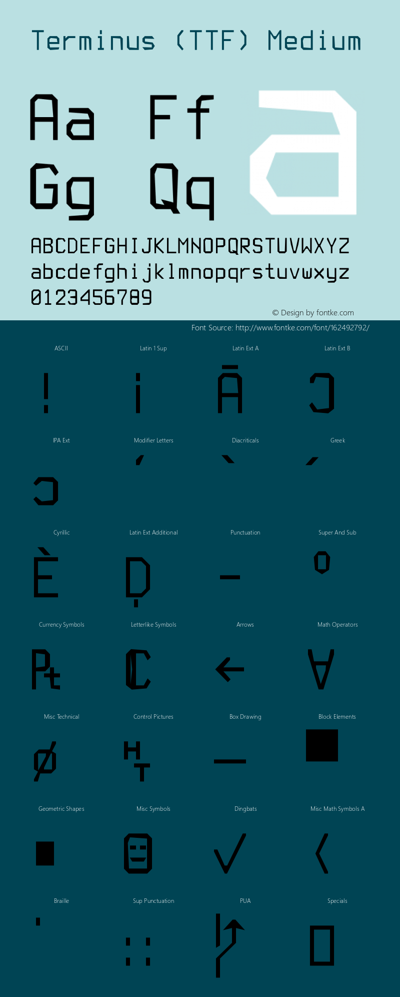 Terminus (TTF) Version 4.47.0 Font Sample