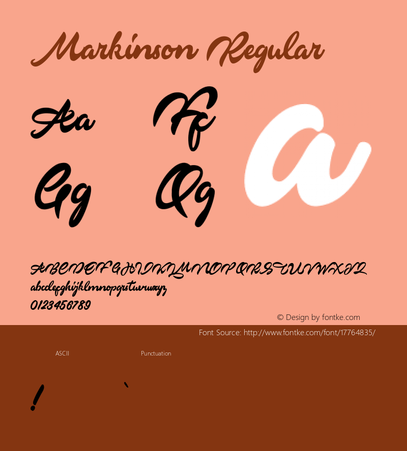Markinson Regular Unknown Font Sample