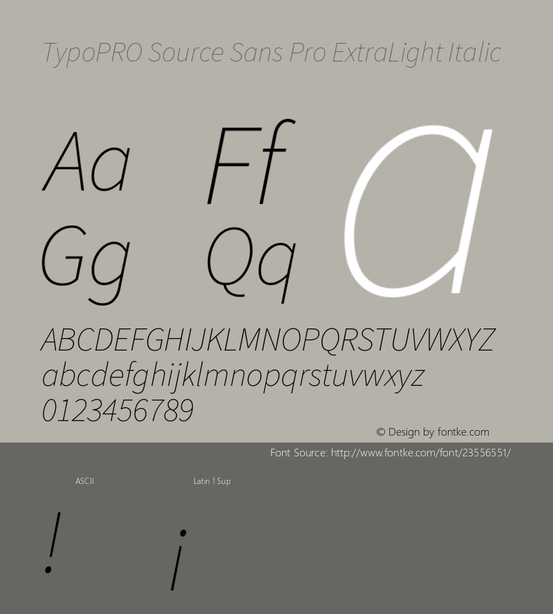 TypoPRO Source Sans Pro ExtraLight Italic Version 1.075;PS 2.000;hotconv 1.0.86;makeotf.lib2.5.63406 Font Sample