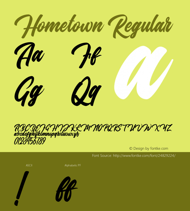 Hometown Version 1.000;PS 001.001;hotconv 1.0.56 Font Sample