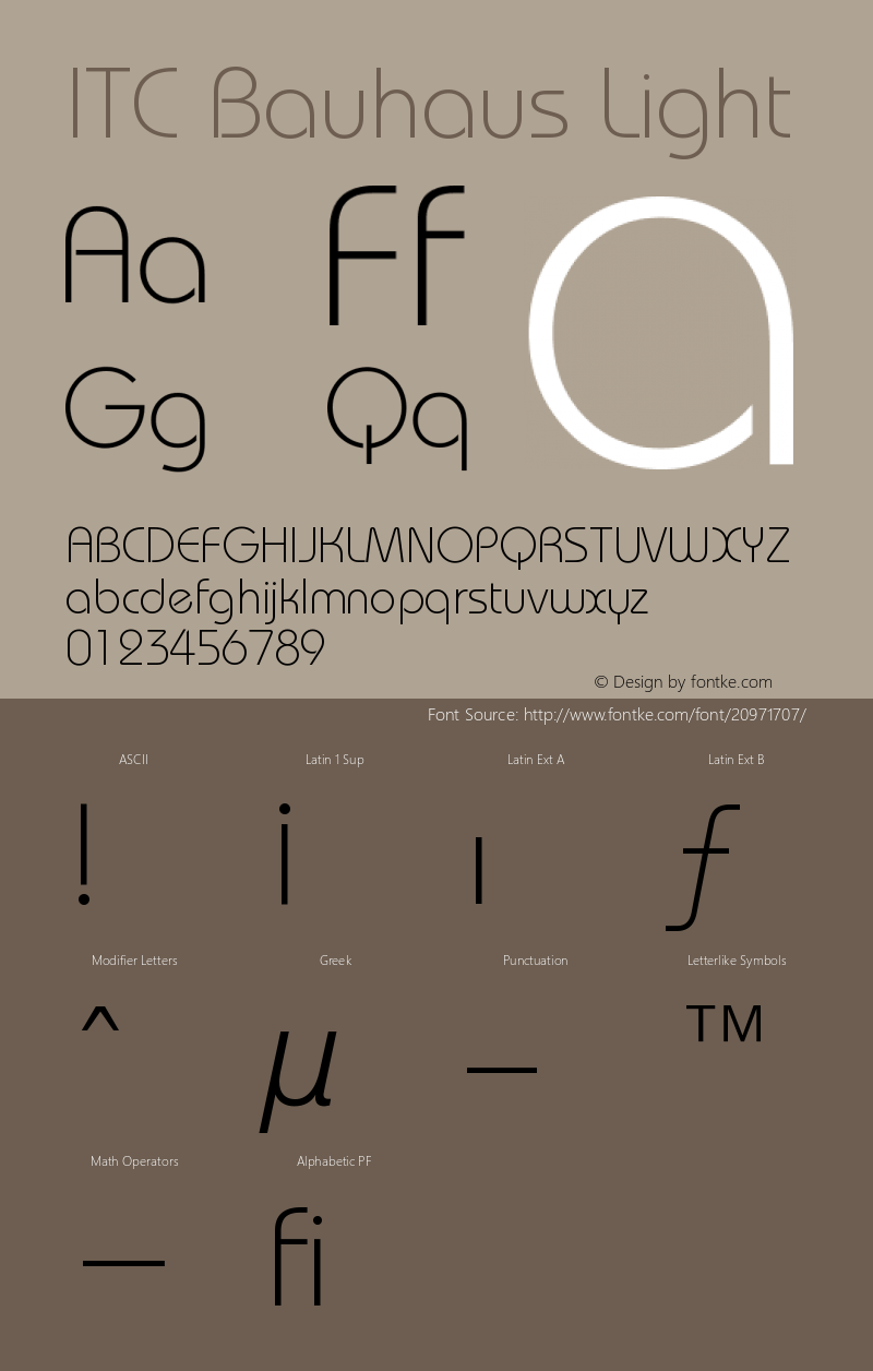 ITC Bauhaus Light Version 003.001 Font Sample