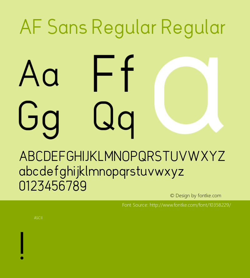 AF Sans Regular Regular Unknown Font Sample