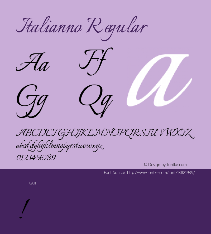 Italianno Regular Version 1.003; ttfautohint (v1.4.1) Font Sample
