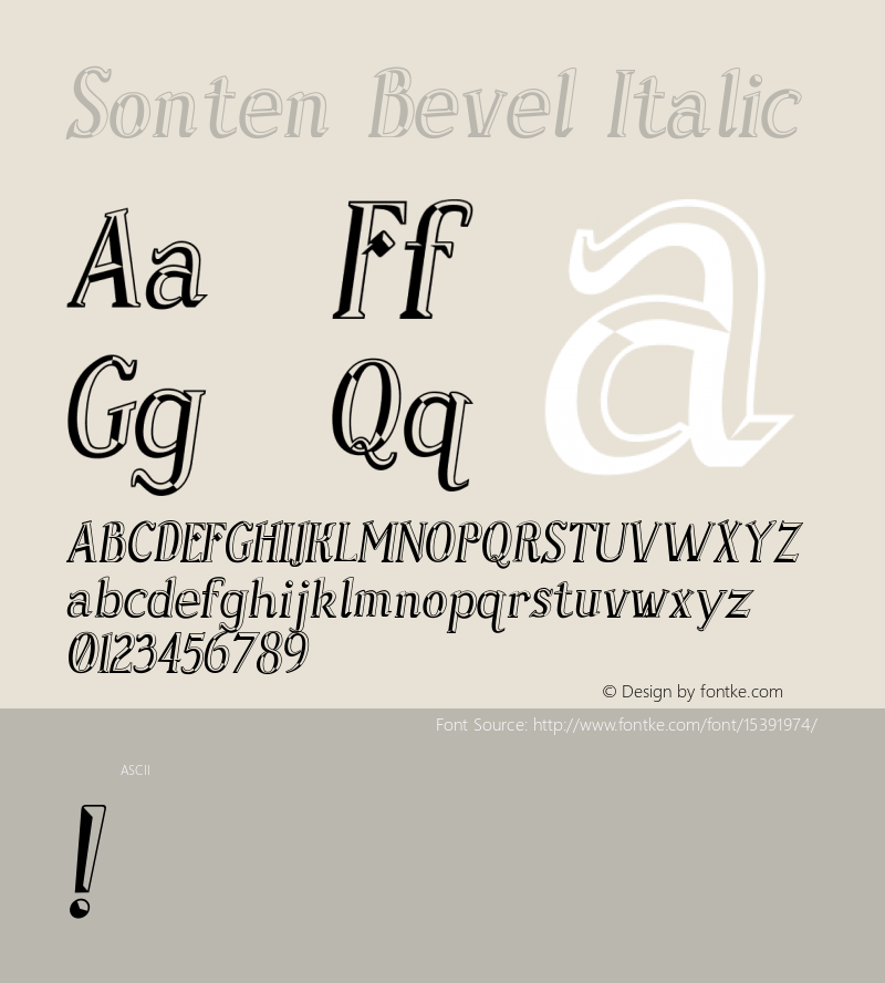 Sonten Bevel Italic Version 000.000 Font Sample