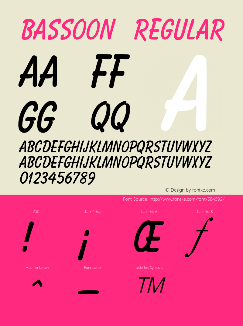 Bassoon Regular v1.0c Font Sample