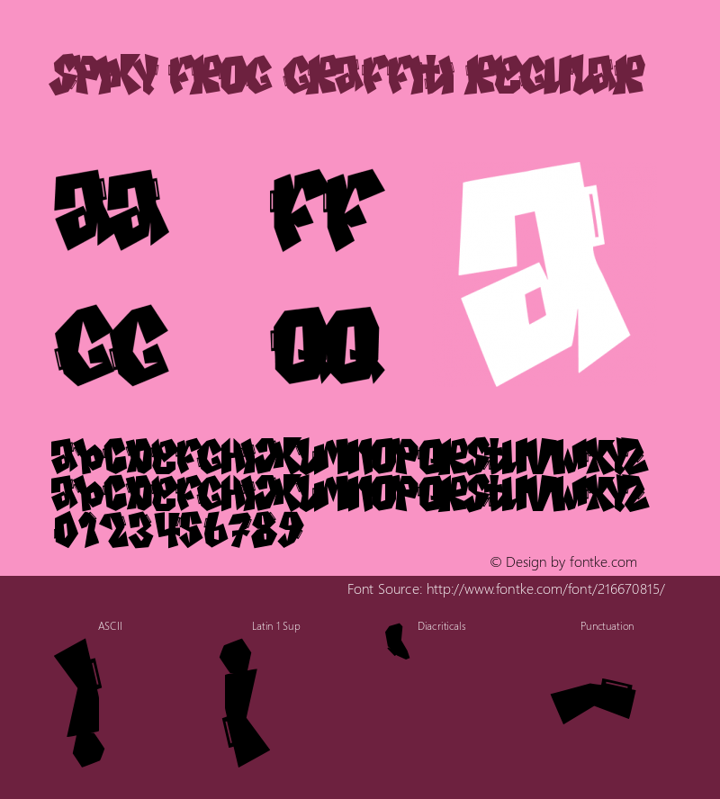 Spiky Frog Graffiti Version 1.00;March 23, 2022;FontCreator 12.0.0.2539 64-bit图片样张