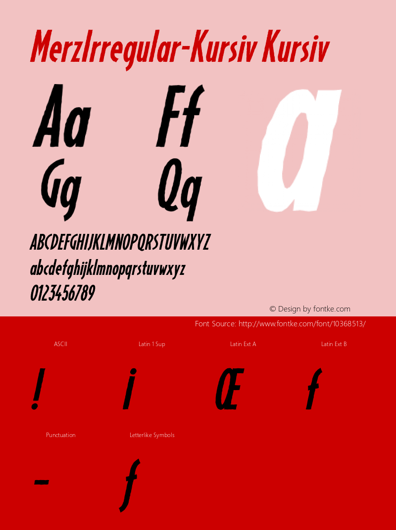 MerzIrregular-Kursiv Kursiv Version 1.00 Font Sample