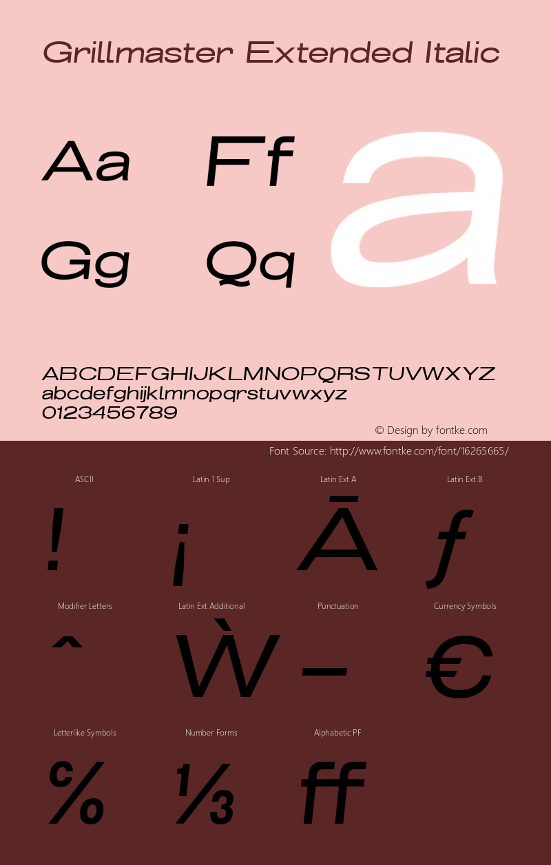 Grillmaster Extended Italic Version 1.000 Font Sample