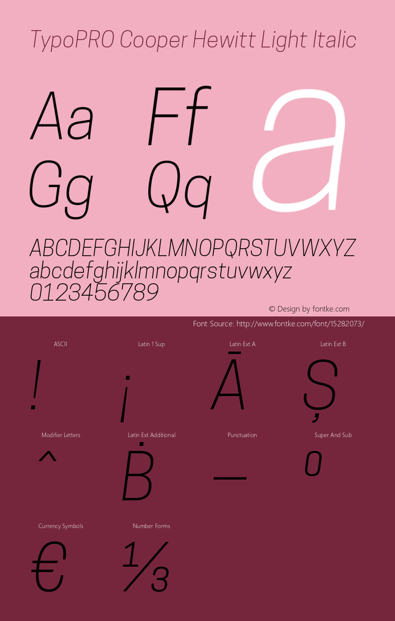 TypoPRO Cooper Hewitt Light Italic 1.000 Font Sample