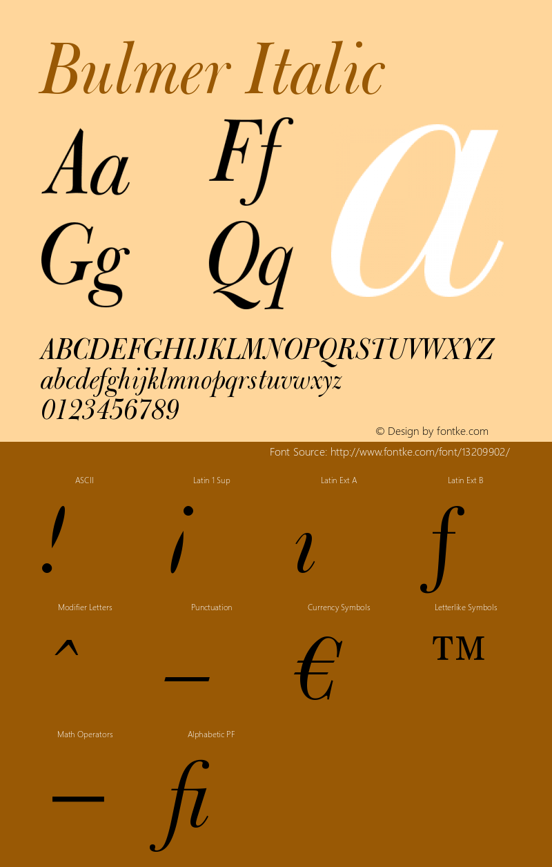 Bulmer Italic Version 003.001 Font Sample