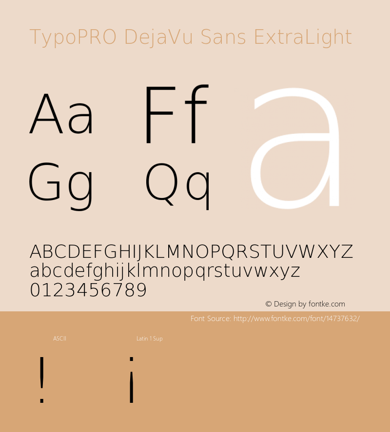 TypoPRO DejaVu Sans ExtraLight Version 2.34 Font Sample