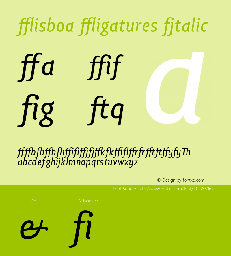 Lisboa Ligatures Italic OTF 1.0;PS 001.000;Core 116;AOCW 1.0 161 Font Sample