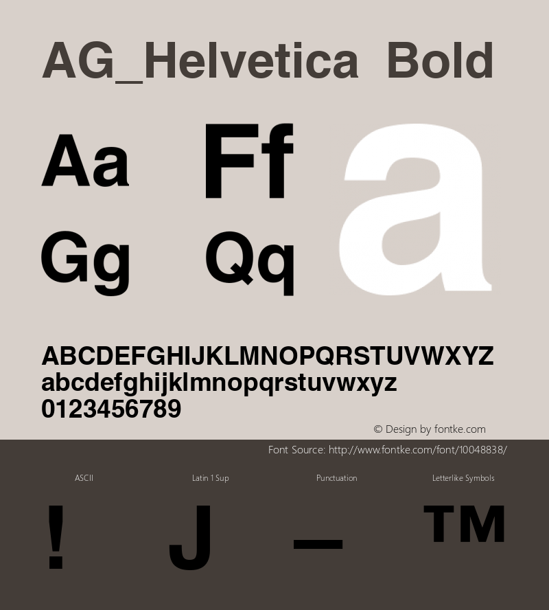 AG_Helvetica Bold 001.000 Font Sample