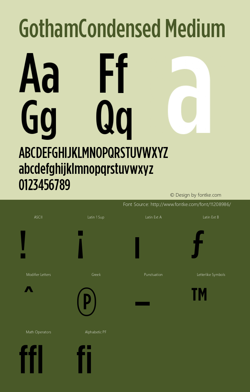 GothamCondensed Medium Version 001.000 Font Sample