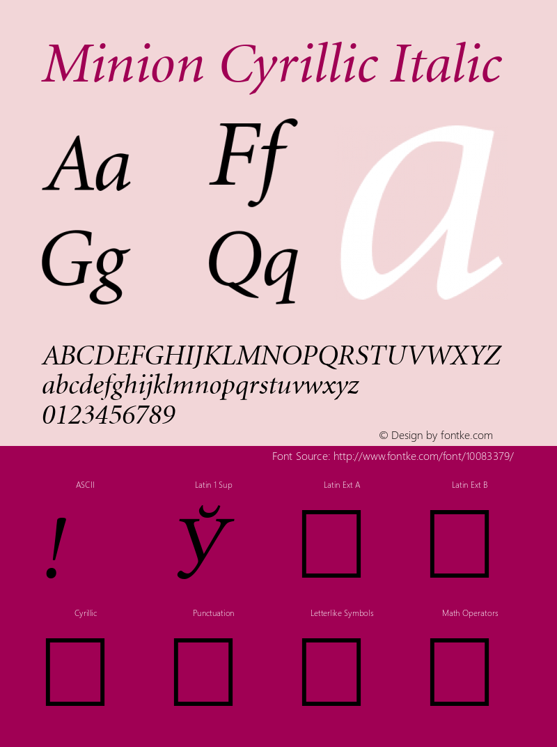 Minion Cyrillic Italic 1.0 Sat Oct 15 15:37:16 1994 Font Sample