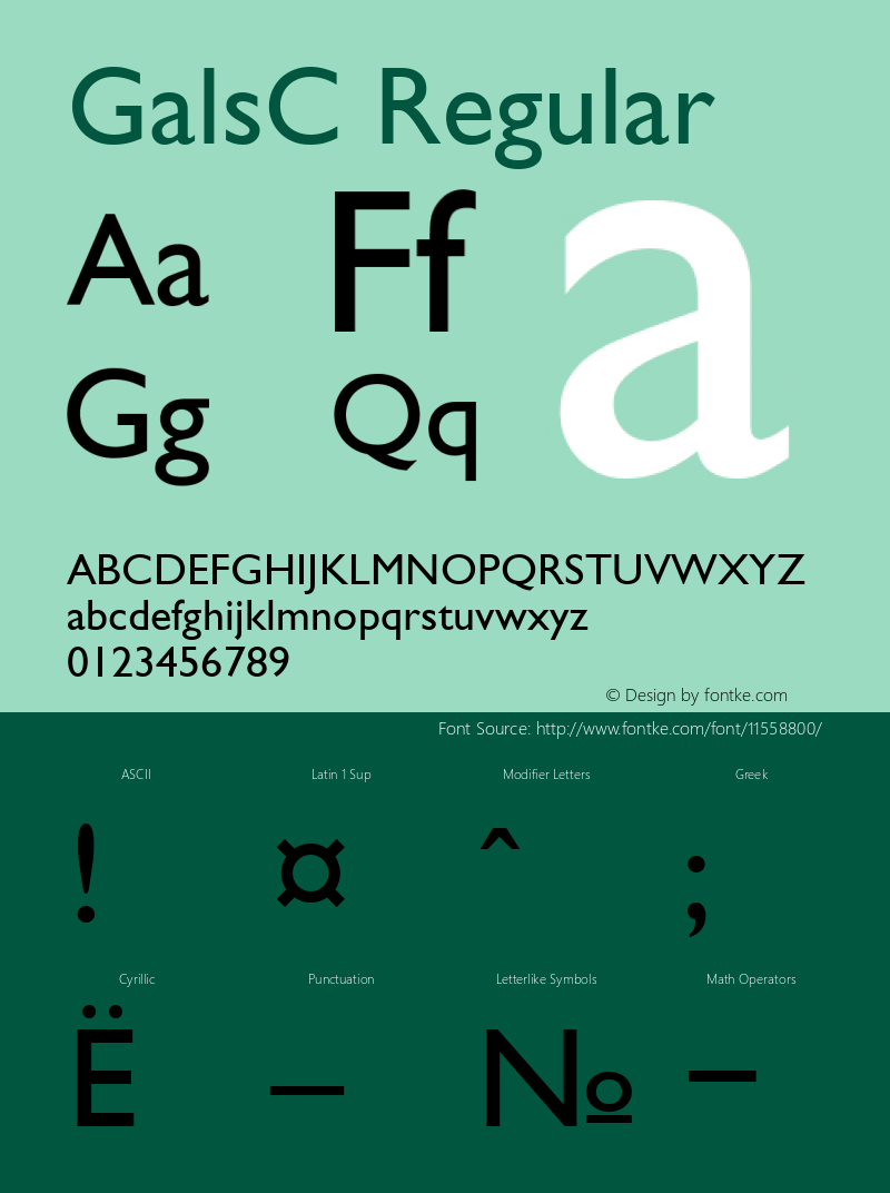 GalsC Regular Version 001.001 Font Sample