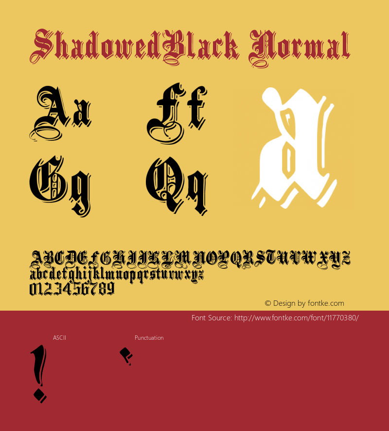 ShadowedBlack Normal Version 1.000 Font Sample