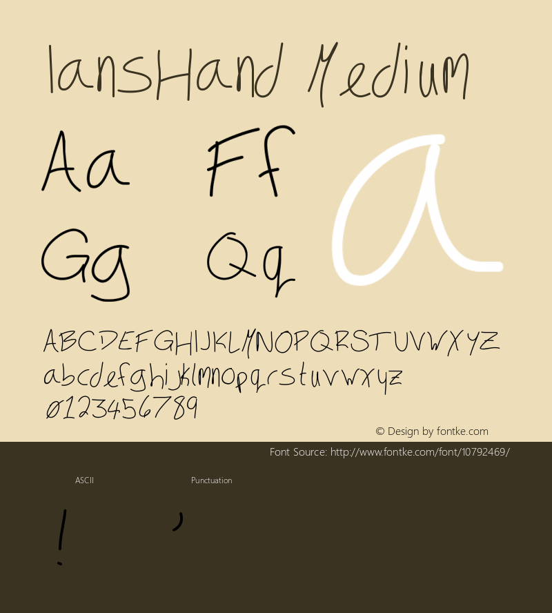 IansHand Medium Version 001.000 Font Sample