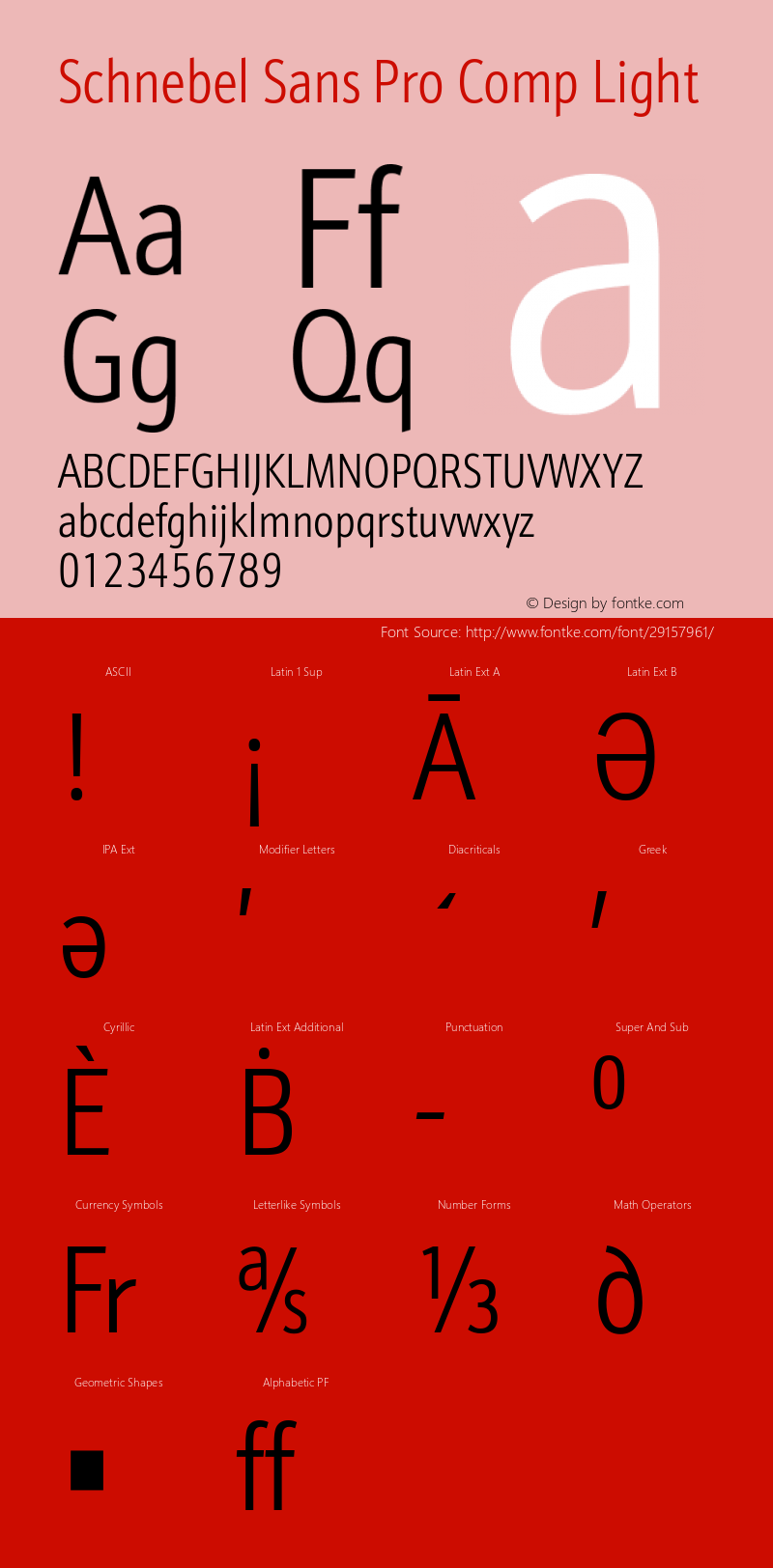 Schnebel Sans Pro Comp Light Version 1.00 Font Sample