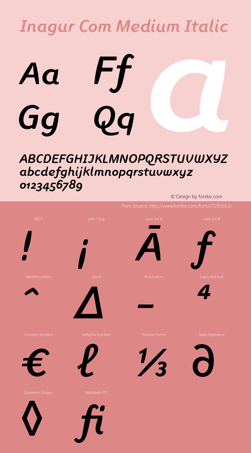 Linotype Inagur Com Medium Italic Version 1.30 Font Sample