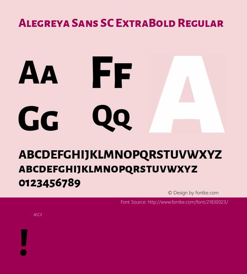 Alegreya Sans SC ExtraBold Regular  Font Sample