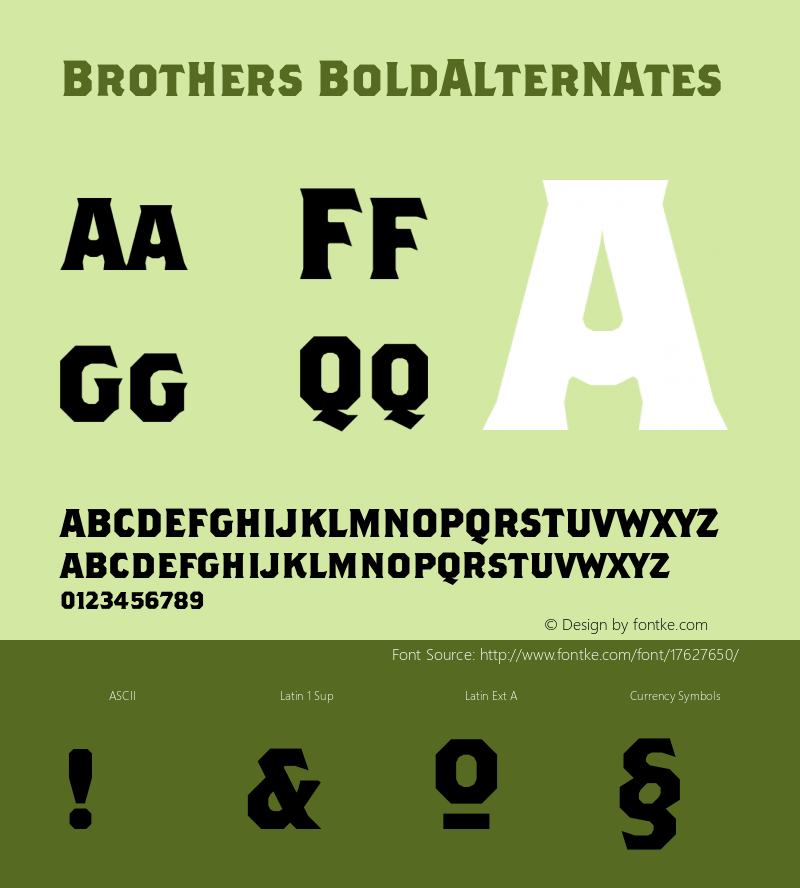 Brothers BoldAlternates Version 001.000 Font Sample