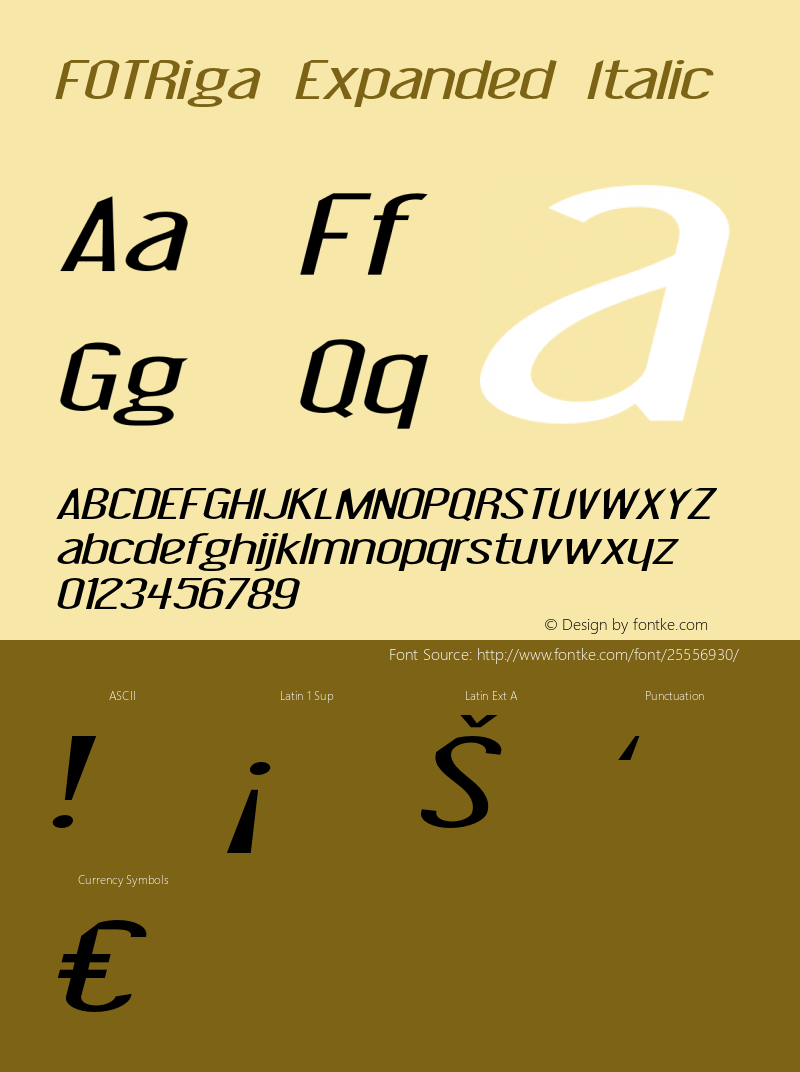 FOTRiga-ExpandedItalic Version 1.000 Font Sample