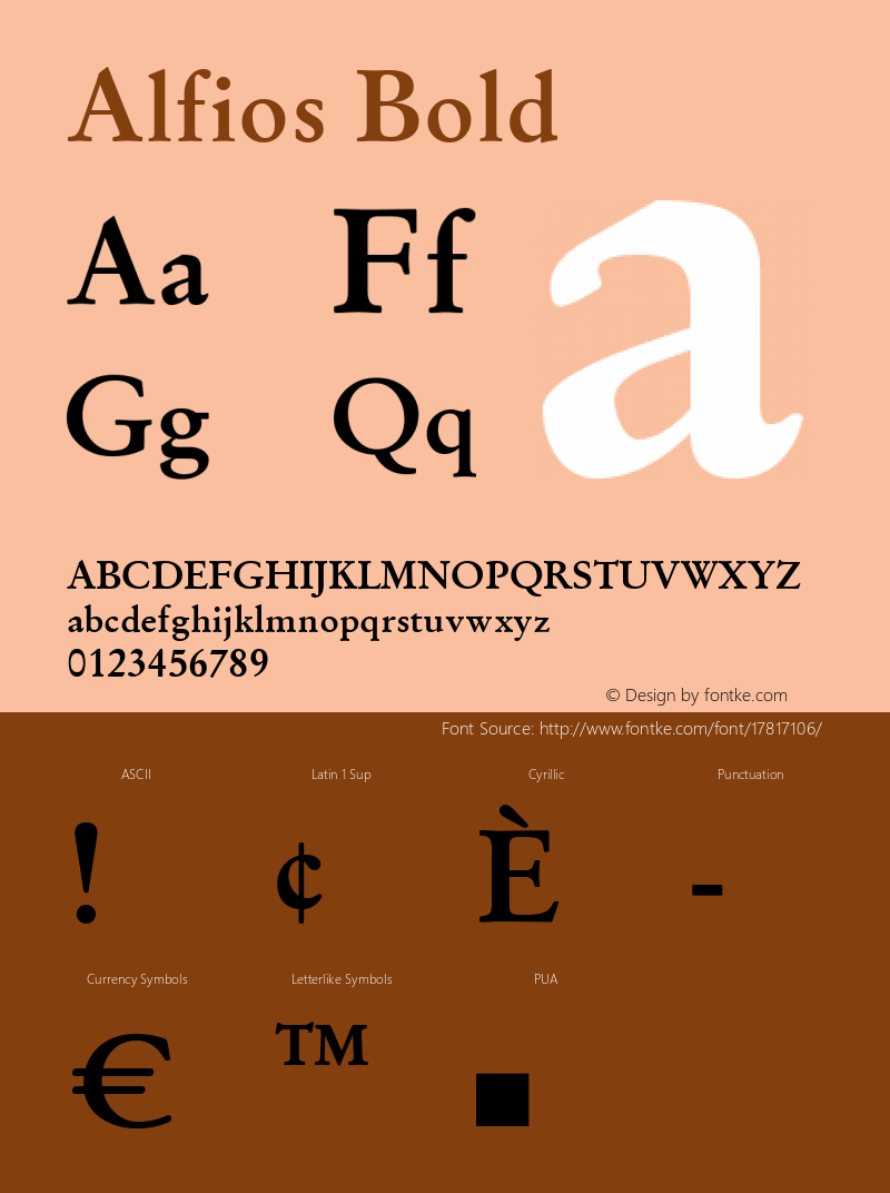 Alfios Bold Version 1.01 Font Sample