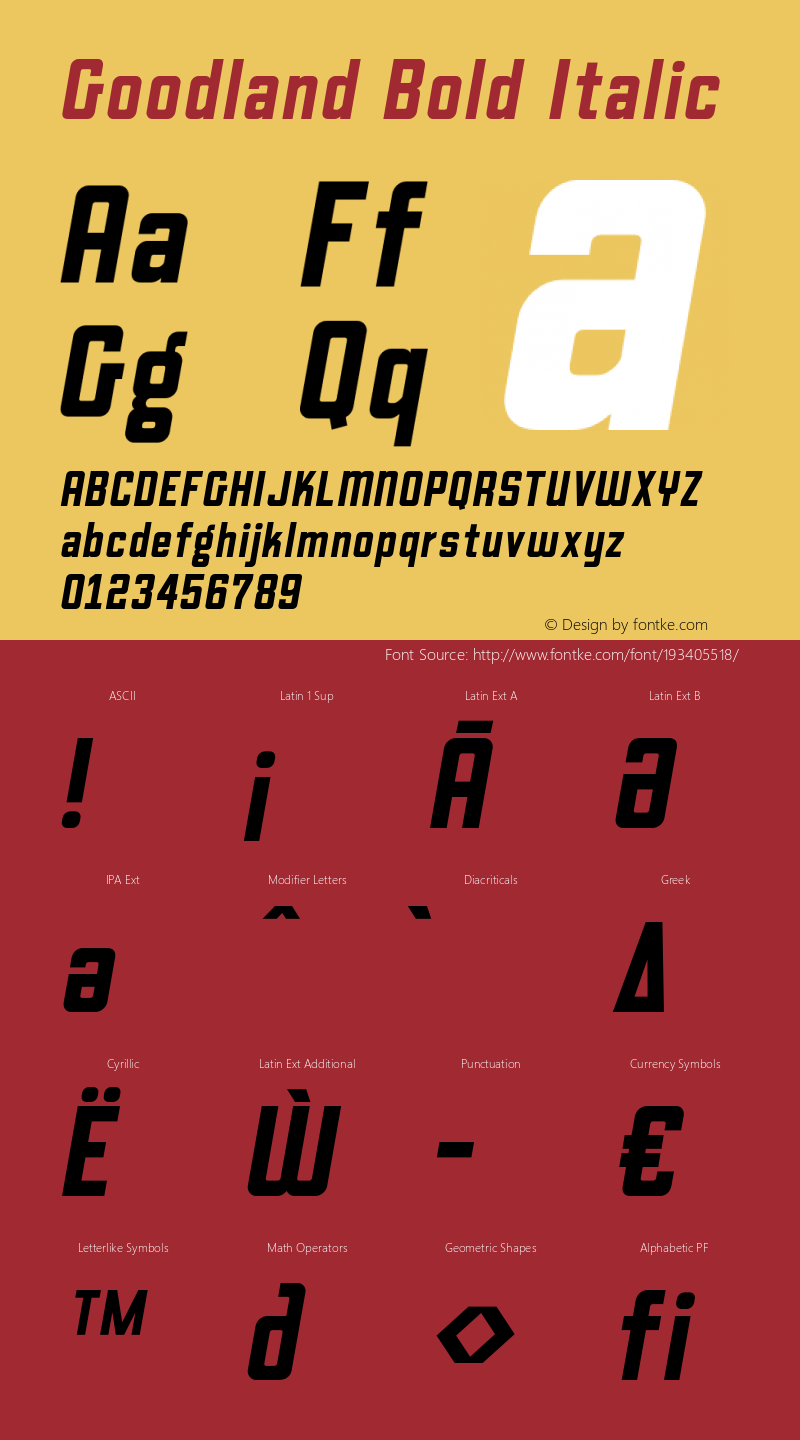 Goodland Bold Italic Version 1.000;hotconv 1.0.109;makeotfexe 2.5.65596图片样张