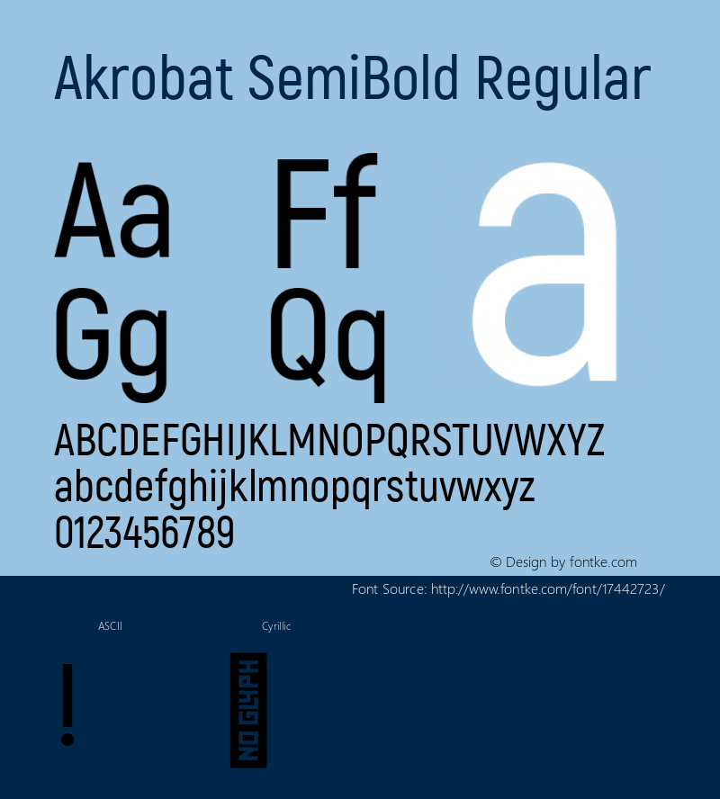 Akrobat SemiBold Regular Version 1.000;PS 001.000;hotconv 1.0.88;makeotf.lib2.5.64775; ttfautohint (v1.4.1) Font Sample