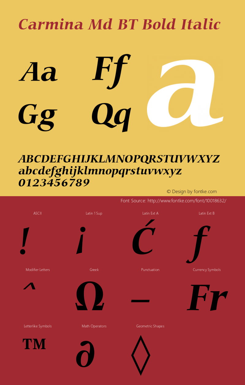 Carmina Md BT Bold Italic mfgpctt-v1.52 Wednesday, January 27, 1993 9:45:33 am (EST) Font Sample