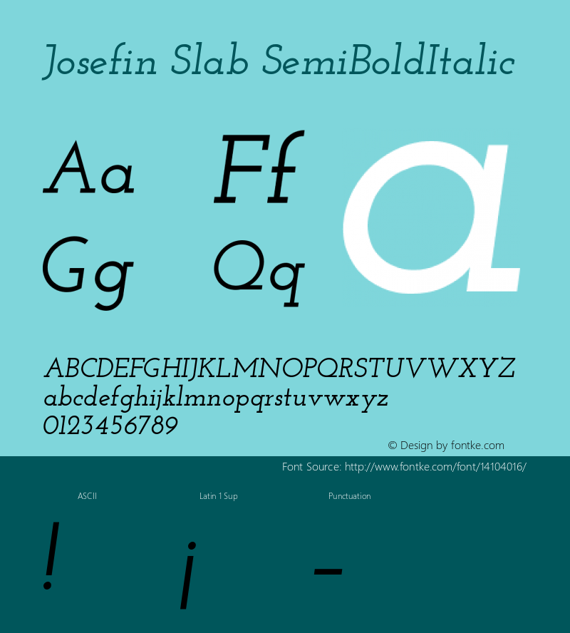 Josefin Slab SemiBoldItalic Version 1.000 Font Sample