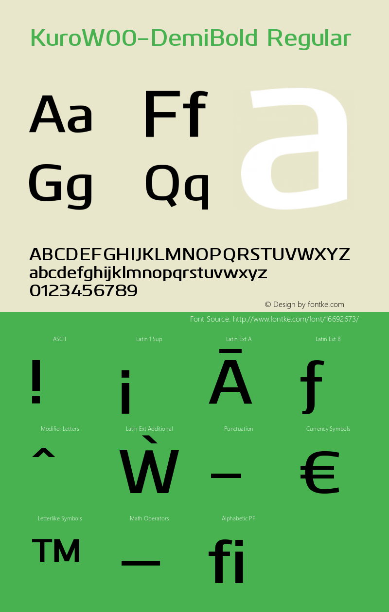 KuroW00-DemiBold Regular Version 1.10 Font Sample