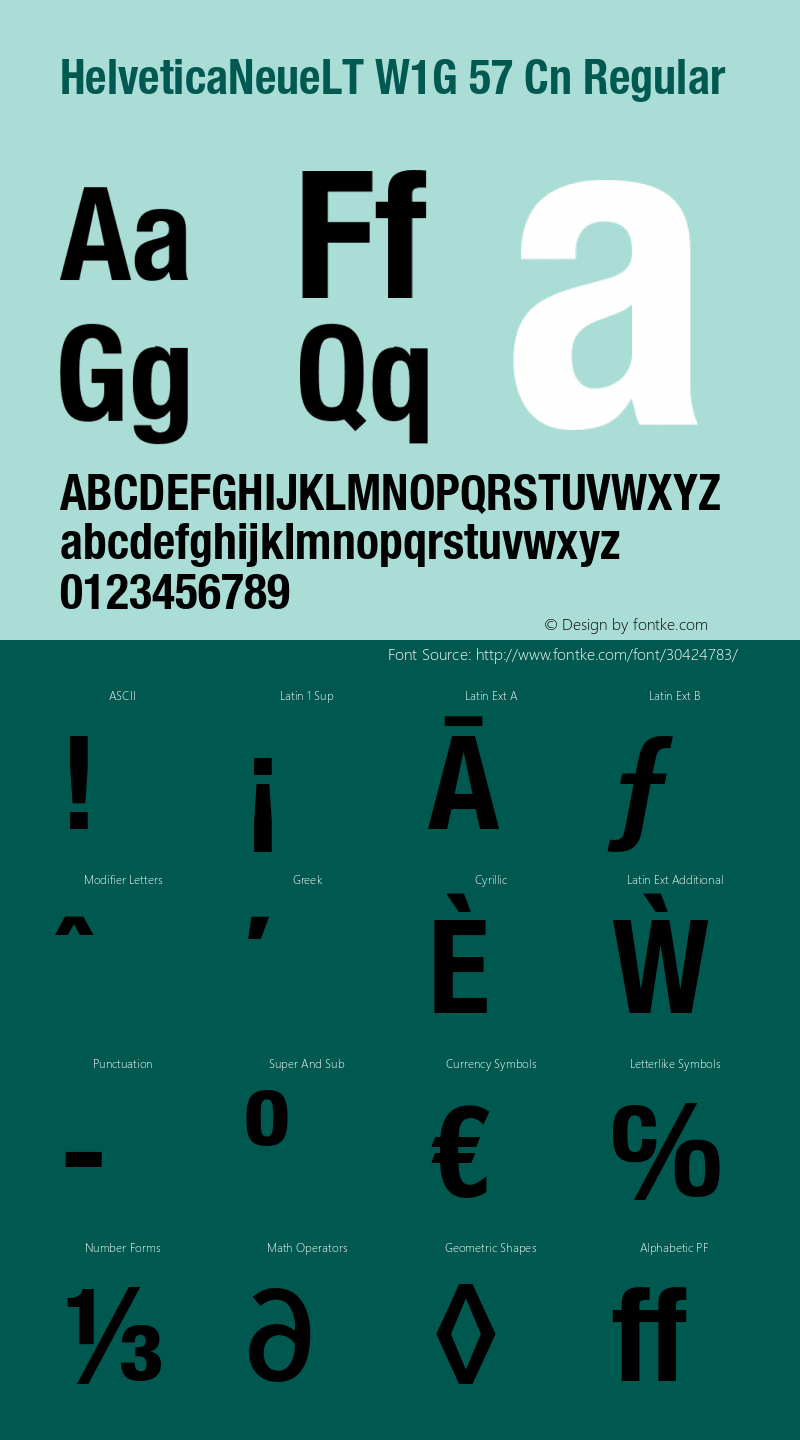 Helvetica Neue LT W05 77 Bd Cn Version 2.00 Font Sample