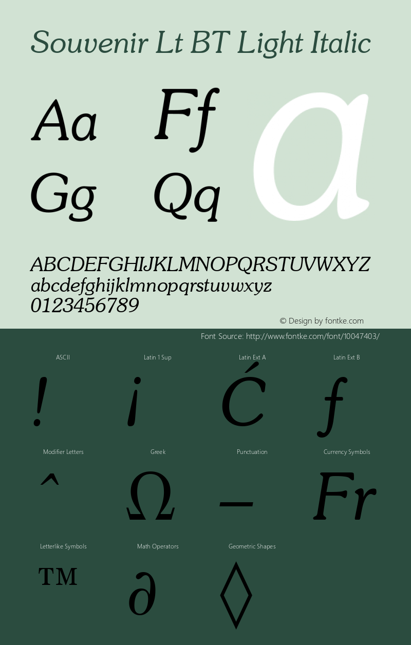 Souvenir Lt BT Light Italic mfgpctt-v1.53 Friday, January 29, 1993 10:11:11 am (EST) Font Sample