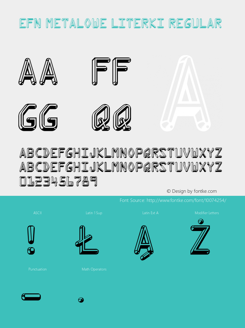 EFN Metalowe Literki Regular 1.000 Font Sample