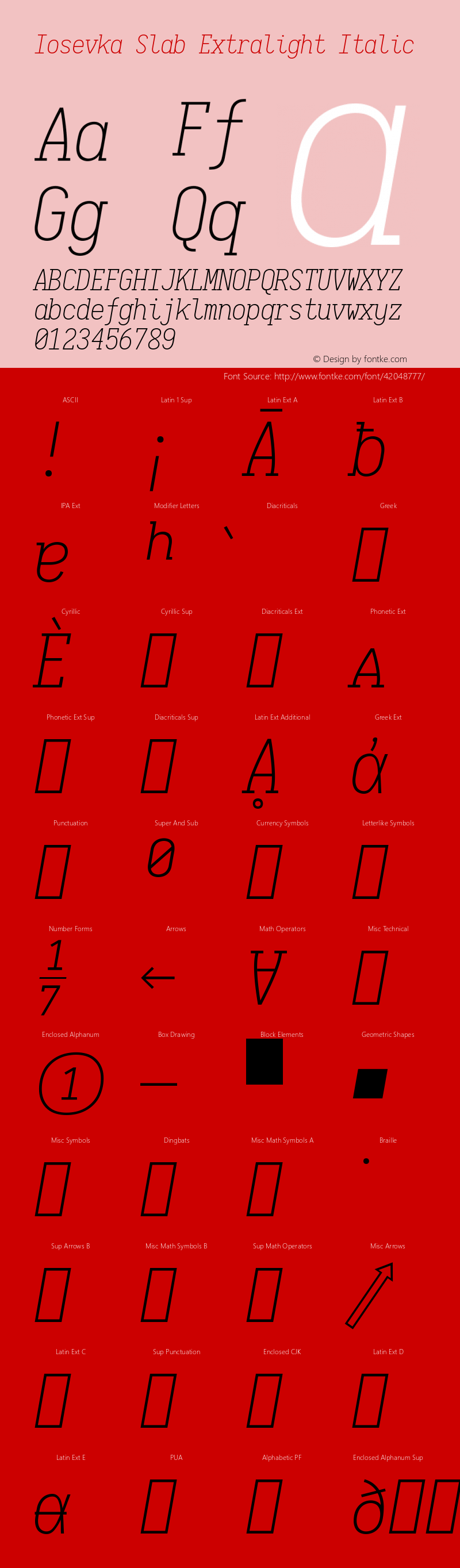 Iosevka Slab Extralight Italic 2.3.2 Font Sample