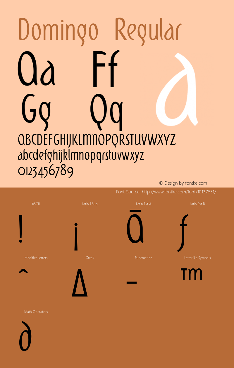 Domingo Regular Macromedia Fontographer 4.1 05/05/2003 Font Sample