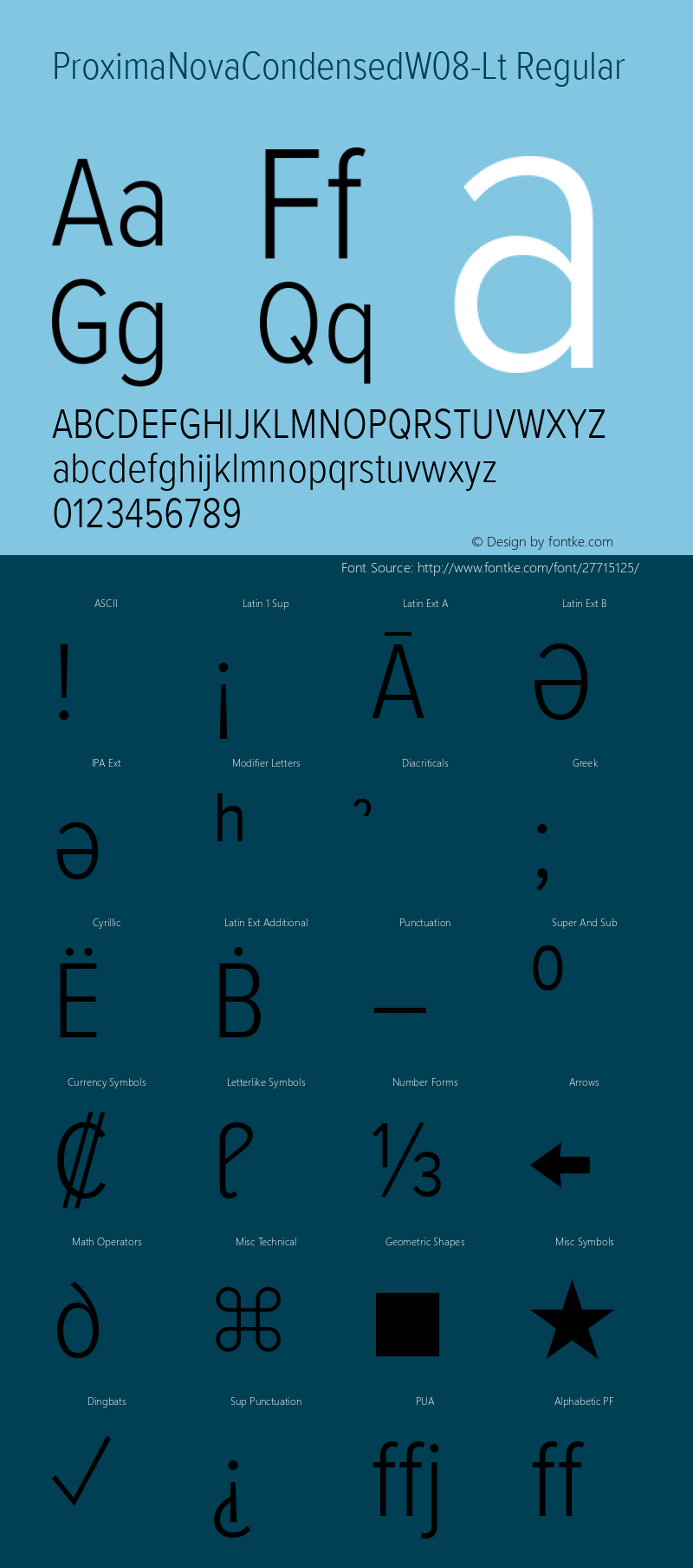 Proxima Nova Condensed W08 Lt Version 3.001 Font Sample