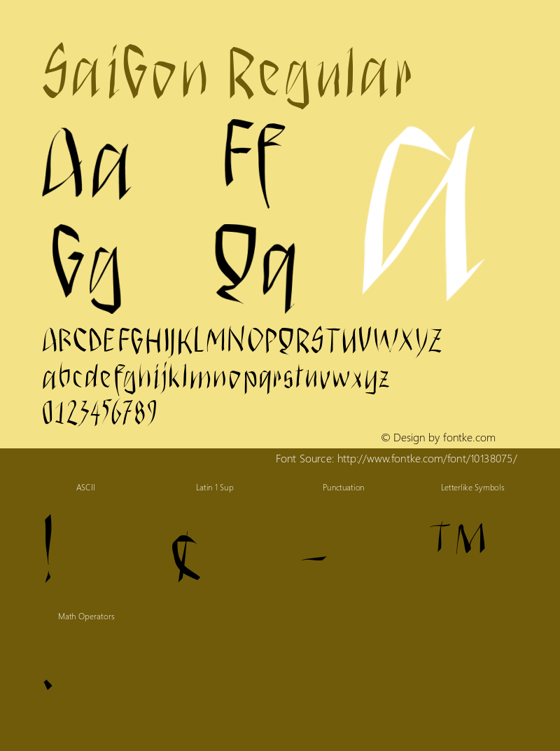 SaiGon Regular 1.0 2005-01-22 Font Sample