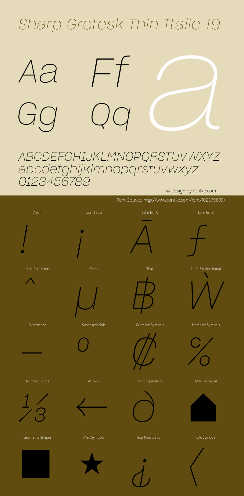 Sharp Grotesk Thin Italic 19 Version 1.003 Font Sample