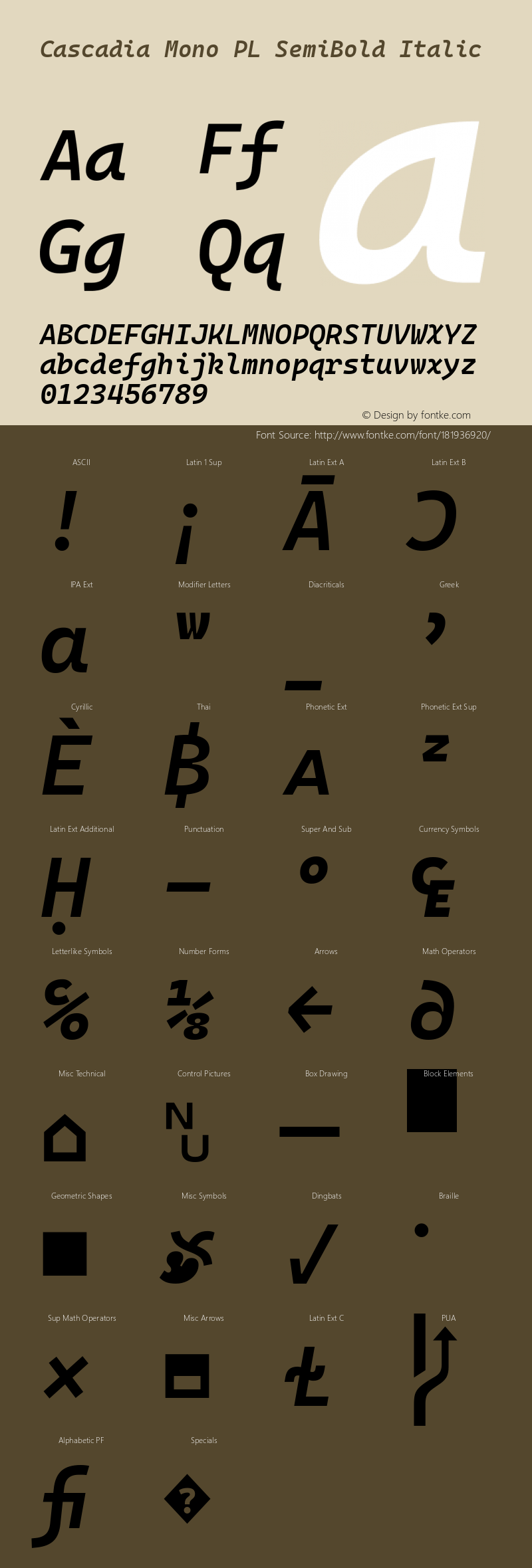 Cascadia Mono PL SemiBold Italic Version 2110.031; ttfautohint (v1.8.4)图片样张