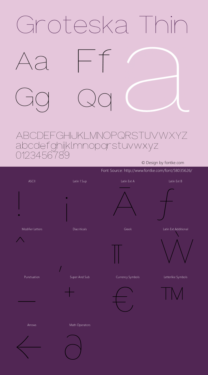 Groteska Thin Version 1.000;PS 001.000;hotconv 1.0.88;makeotf.lib2.5.64775 Font Sample